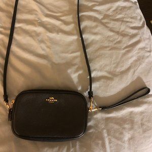 Coach Sadie Crossbody Pebbled Black Clutch 65547